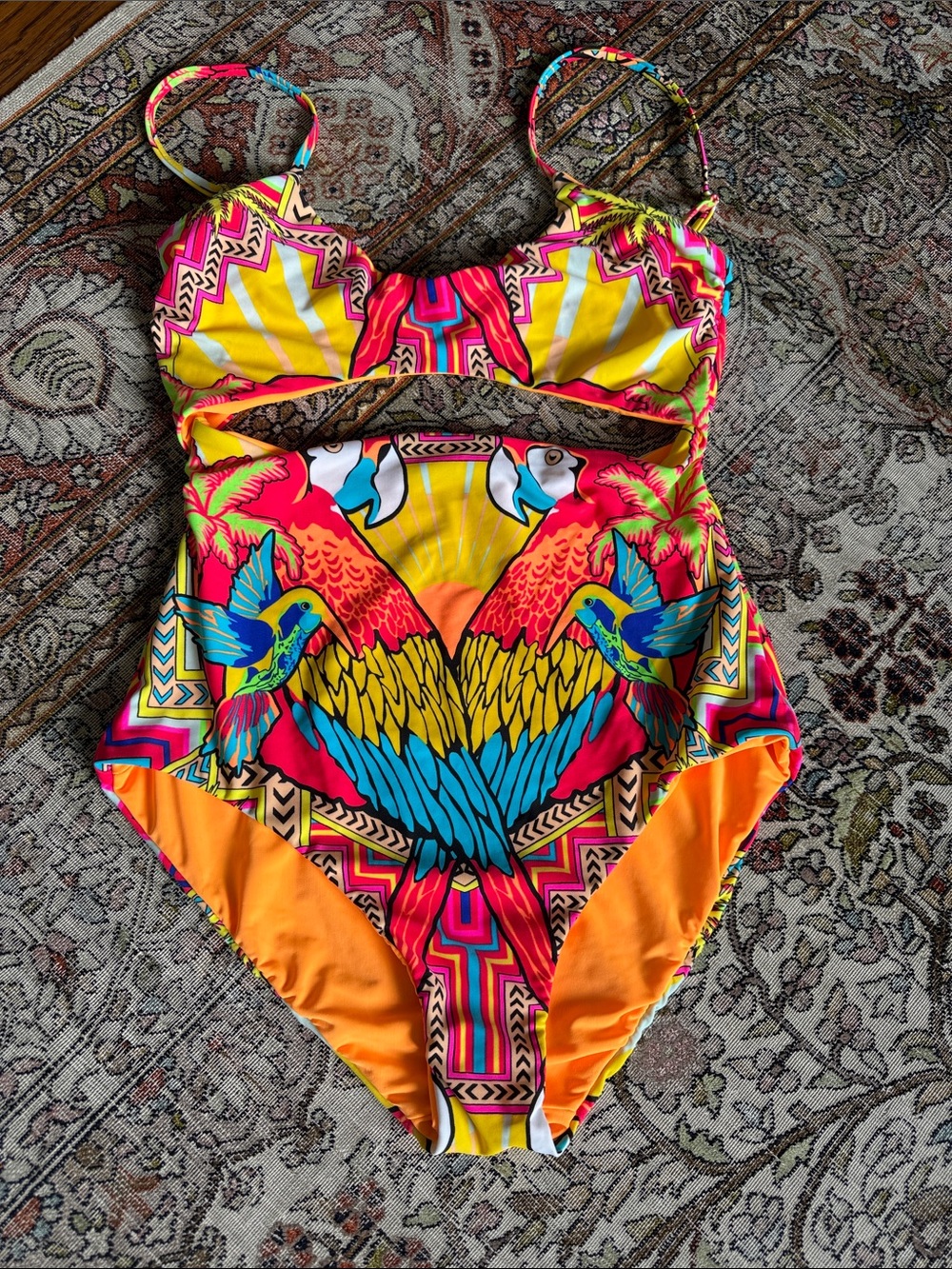 Mara Hoffman women’s  small Tropical Parrot One-Piece Swimsuit -🦜